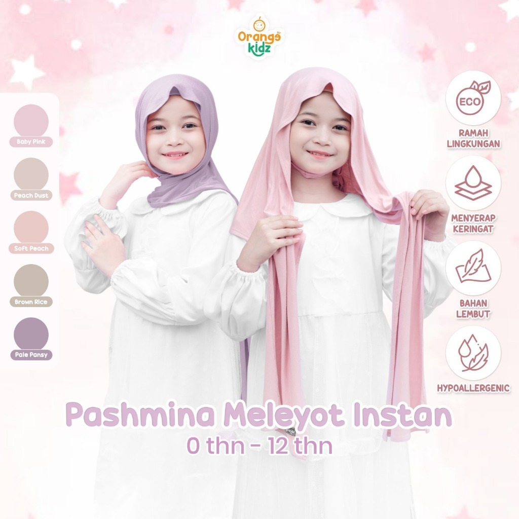 Pashmina Inner Meleyot Anak / Hijab Instan Oval Meleyot Kaos Premium Anak