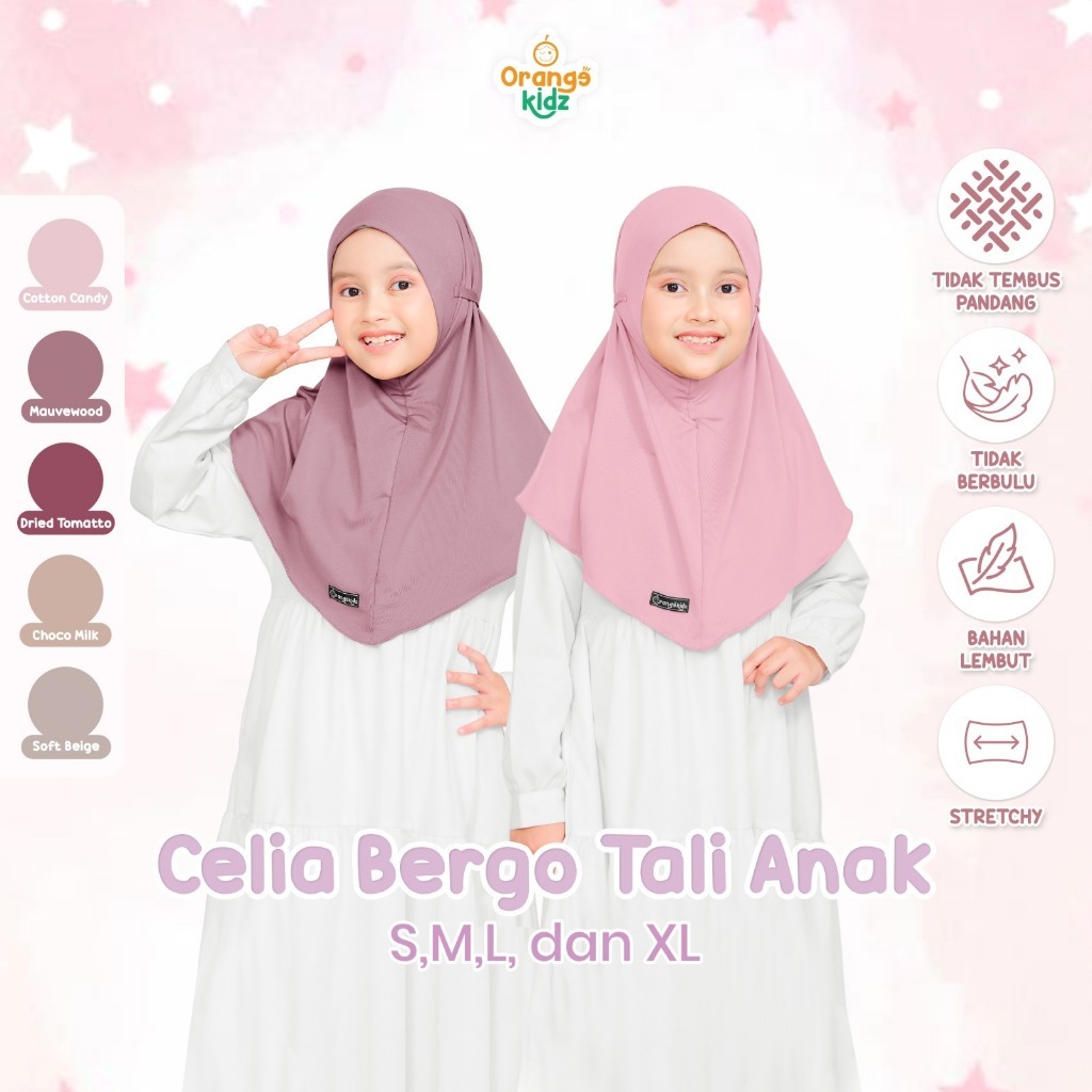 Bergo Soft Pet Tali Anak Celia Daily Hijab / Bergo Maryam Anak Jersey Premium