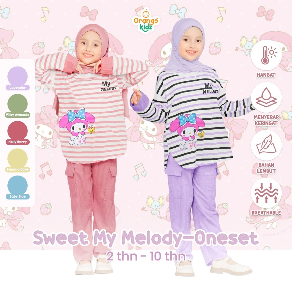 Setelan Anak Perempuan Motif Strip My Melody Oneset