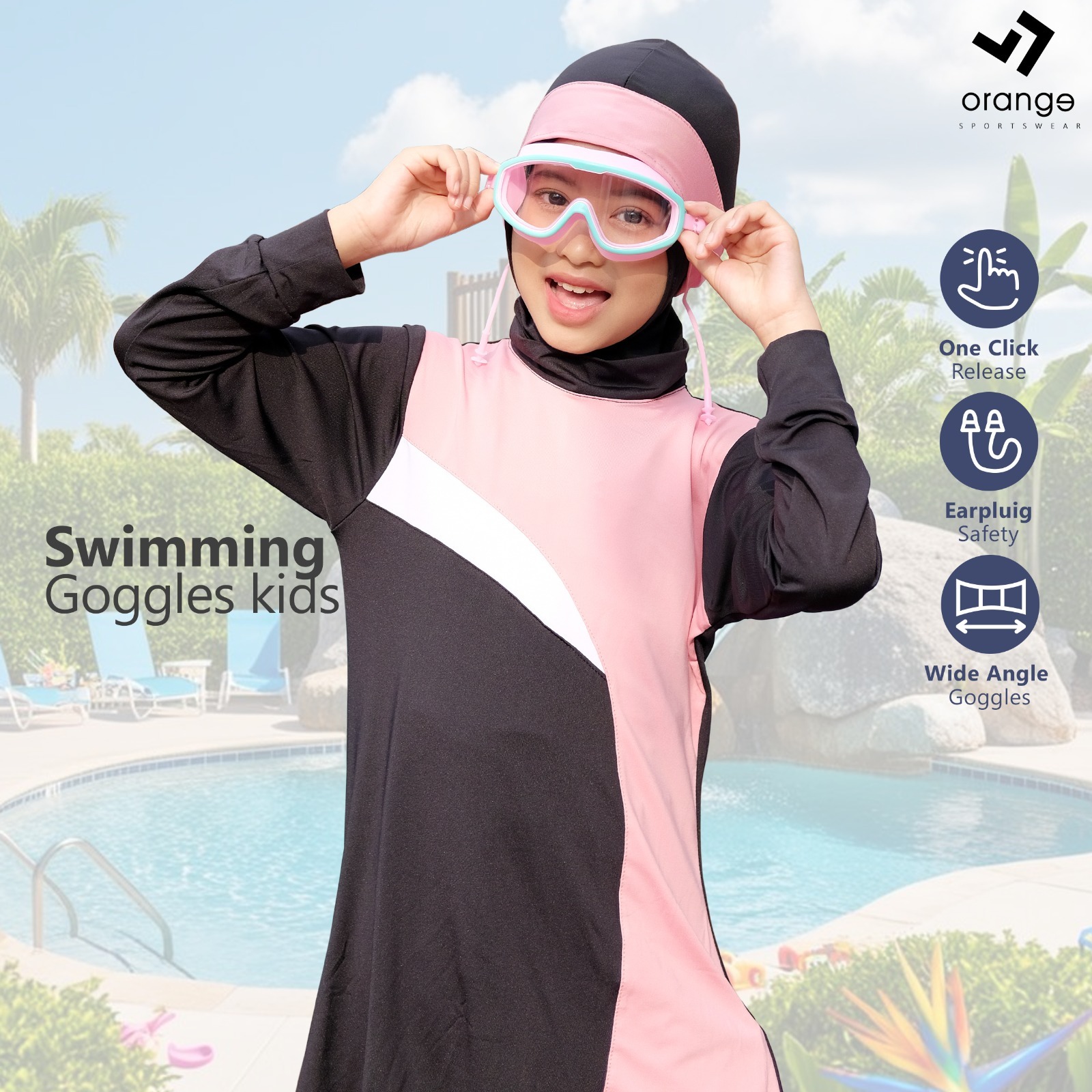 Kacamata Renang Anak Perempuan Laki-Laki Swimming Goggles Anti FOG Big Frame