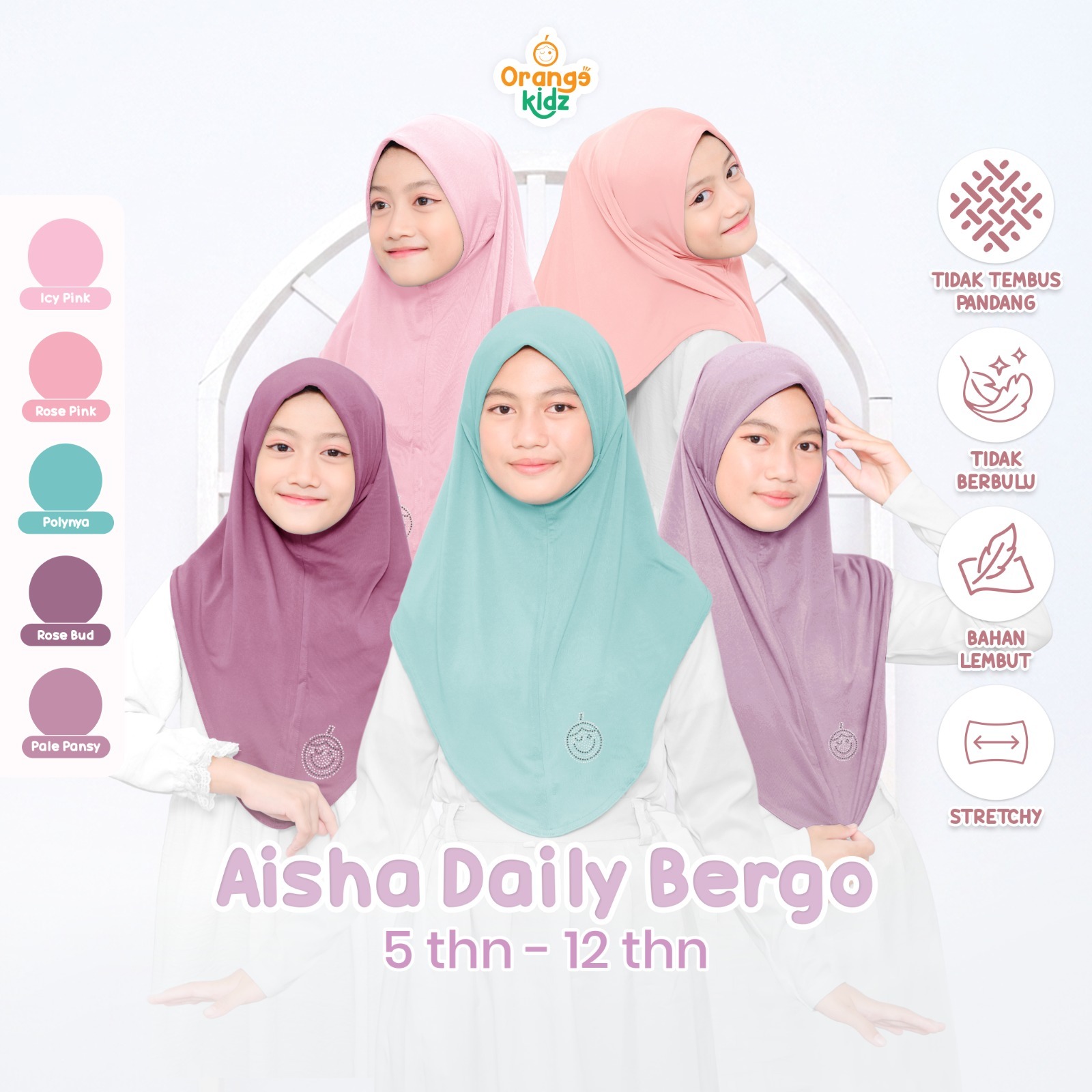 Aisha Hijab Bergo Putih Sekolah Umrah Anak Dan Haji - Hijab Instant
