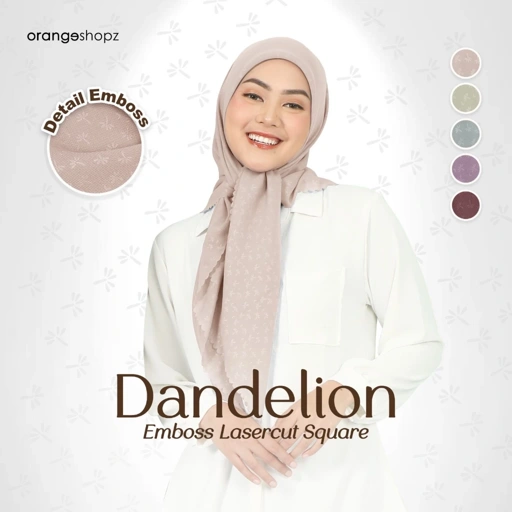 Hijab Segiempat Dandelion Lasercut Emboss Polycotton
