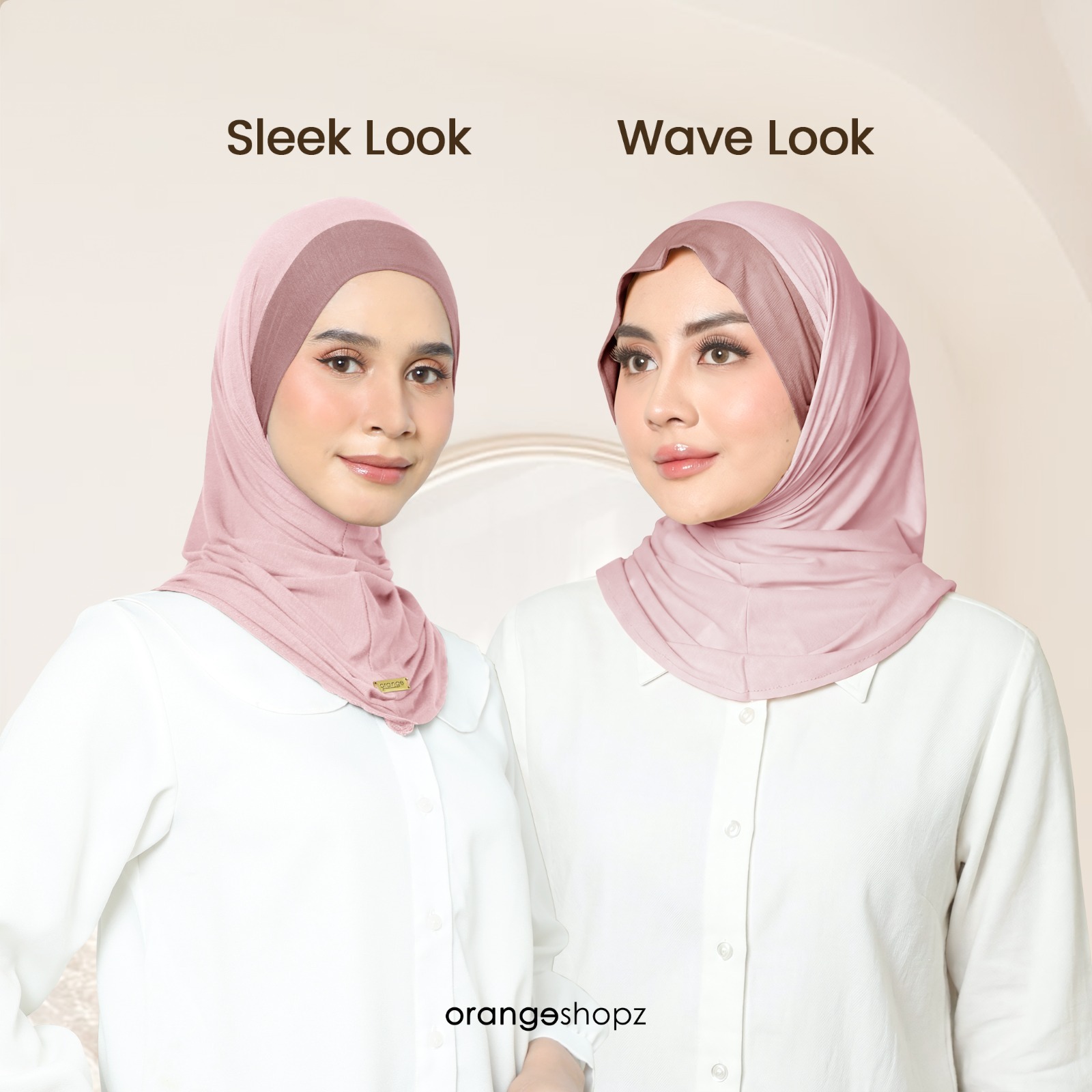 Orangeshopz - Elara Two Tone Hijab Instan Tali Bandana Bergo Slip On Tie Rayon Tencel Premium