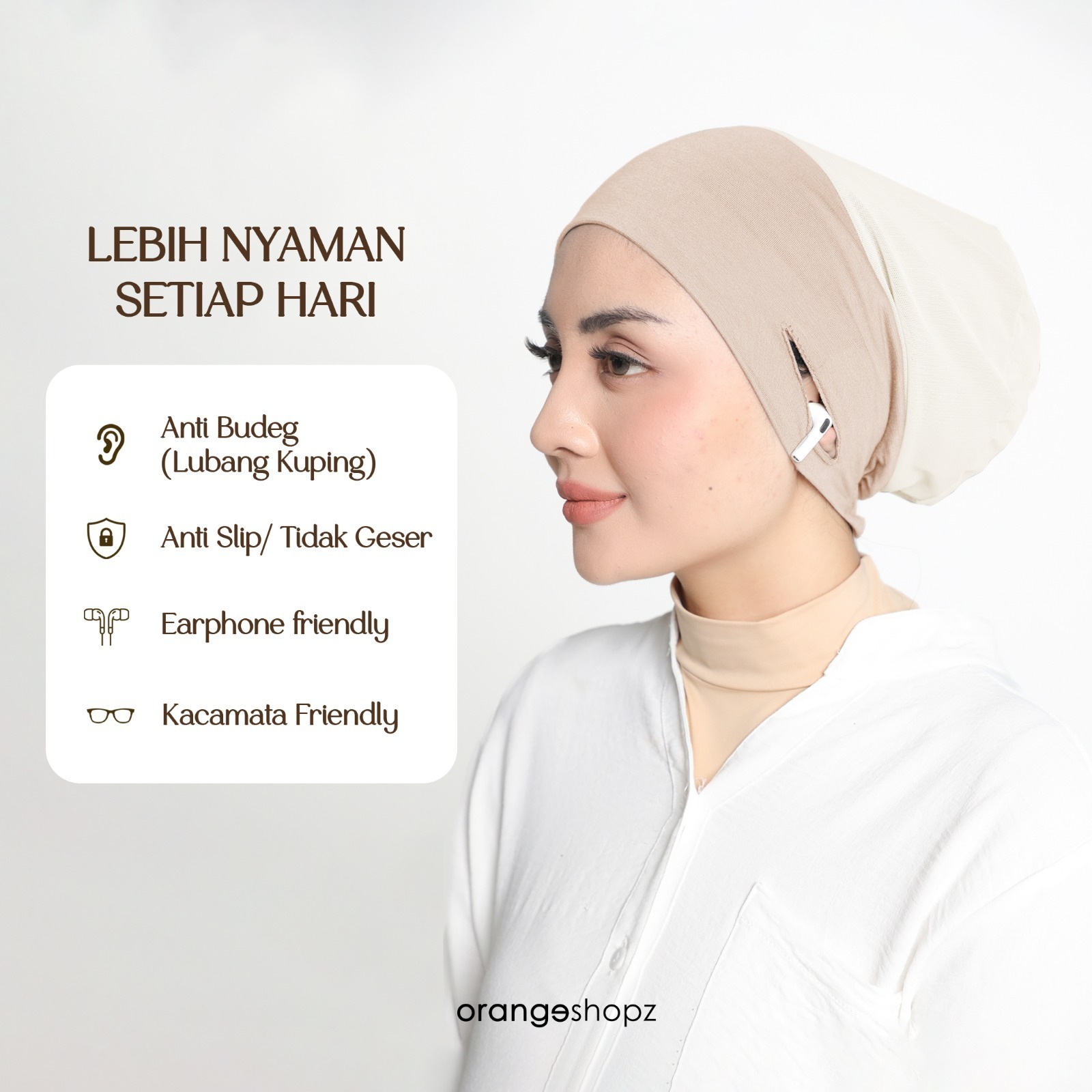 Inner Hijab Mesh Neck Snowcap Tencel Premium | Ciput Ninja Jaring Breathable by Orangeshopz Official Shop