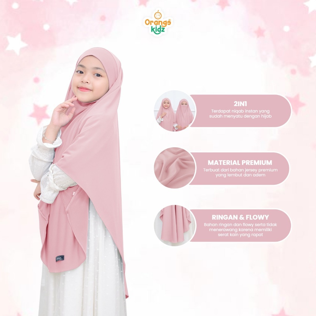 French Khimar Anak Niqab 2in1 Hijab Instan Jersey