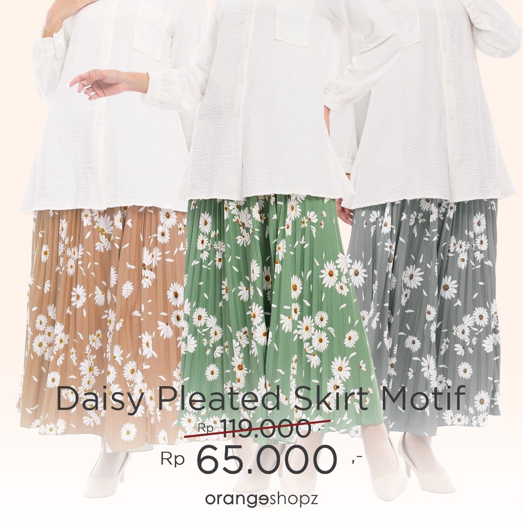 Rok Plisket Motif Bunga Daisy Jersey Premium