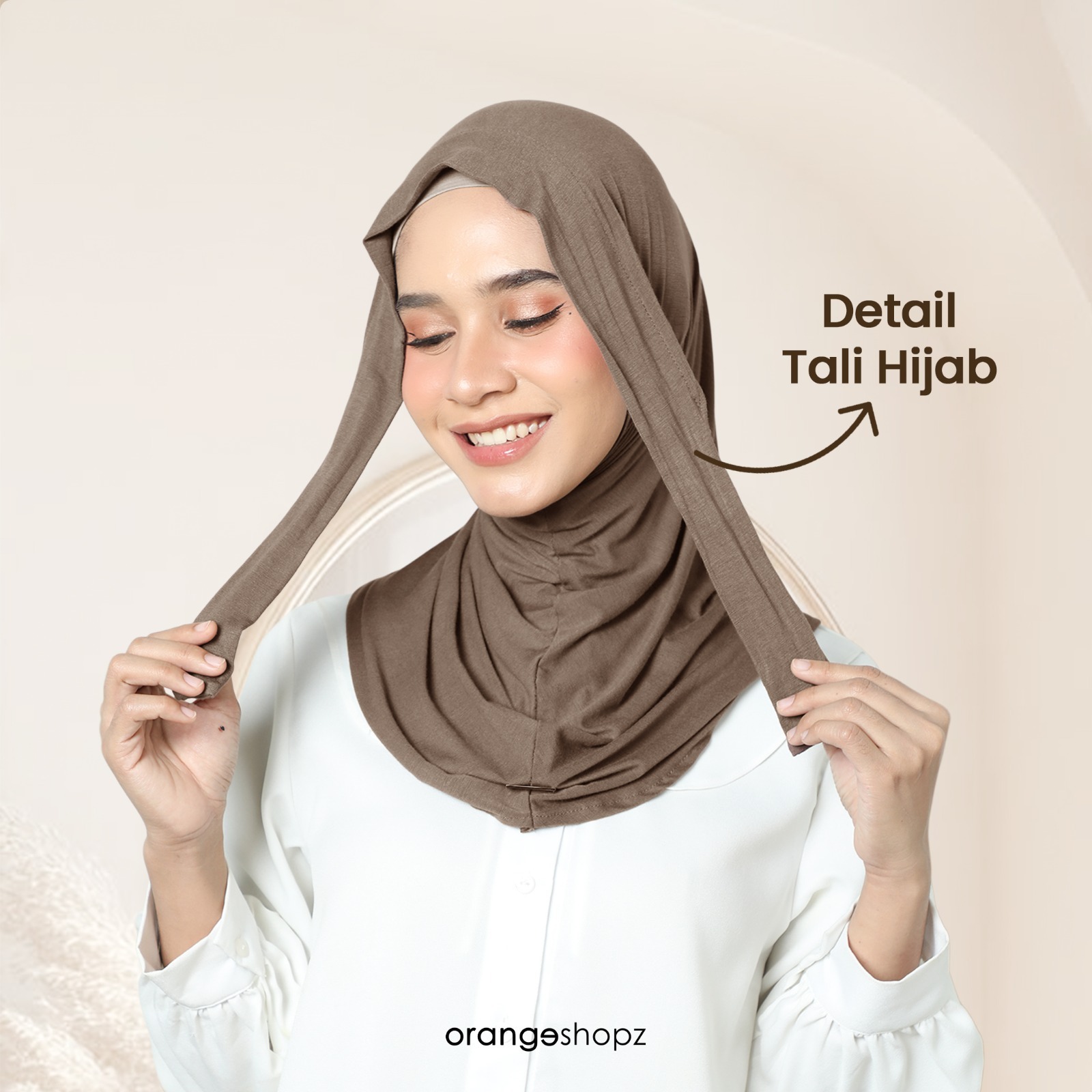 Orangeshopz - Elara Hijab Instan Tali Bandana Bergo Slip On Tie Rayon Tencel Premium