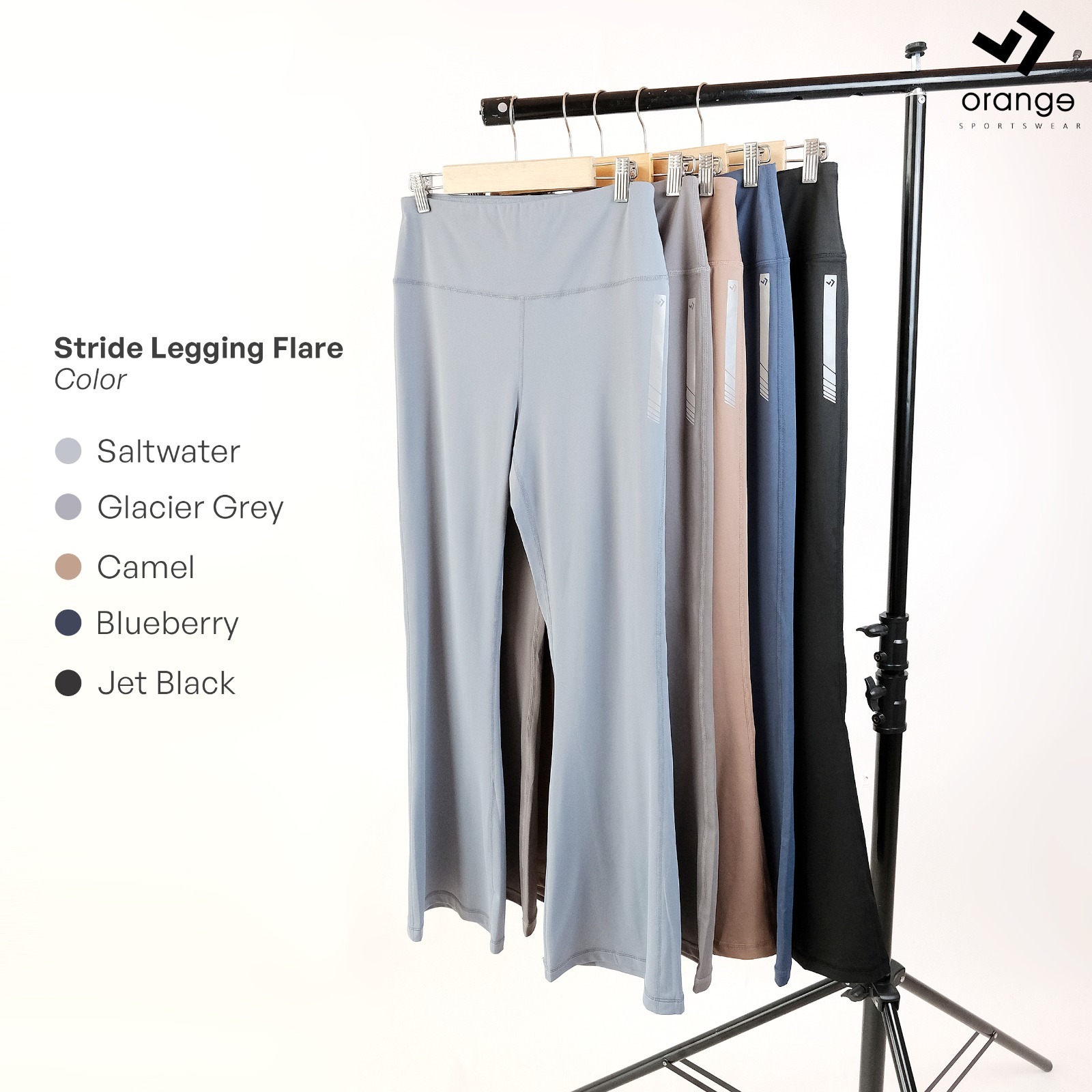 Celana Olahraga Wanita High Waist Cutbray Polos Stride Flare Legging Sporty Premium