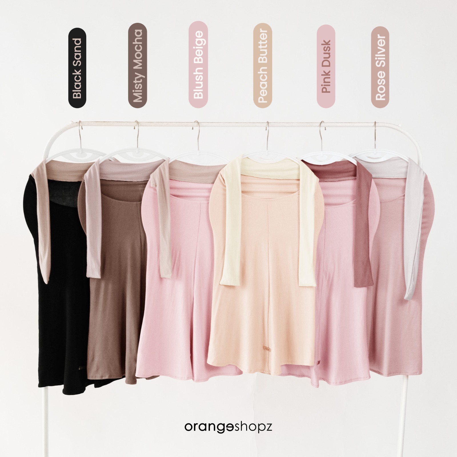 Orangeshopz - Elara Two Tone Hijab Instan Tali Bandana Bergo Slip On Tie Rayon Tencel Premium