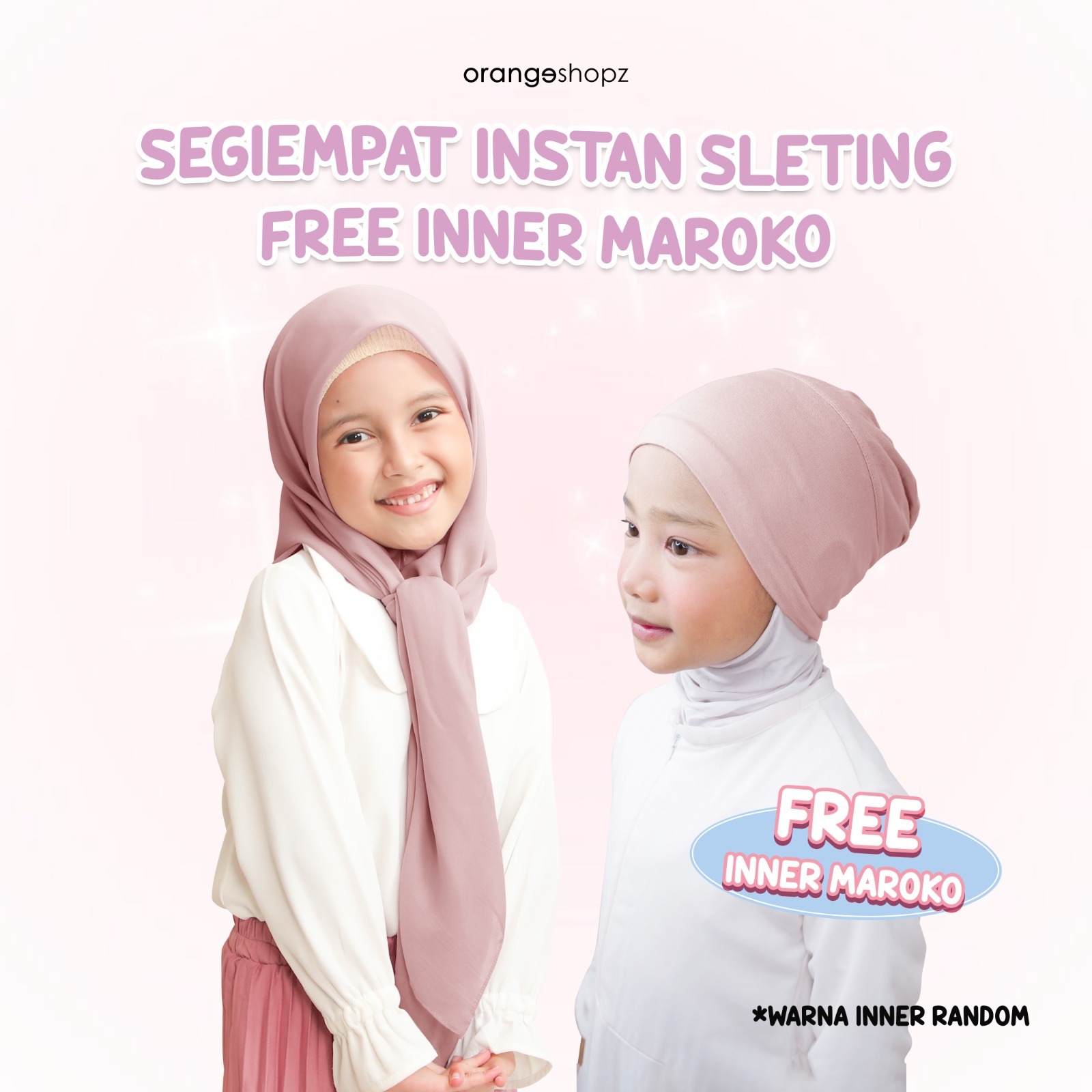 Hijab Segiempat Instan Zipper Jilbab Resleting Anak