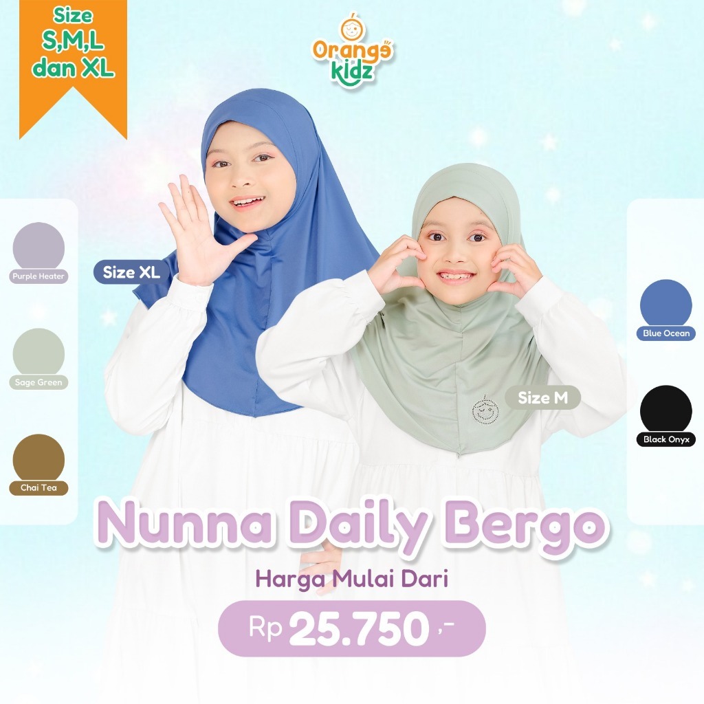 Image of Jilbab Instan Bergo Polos Anak Perempuan Jersey Premium Nunna Daily Hijab