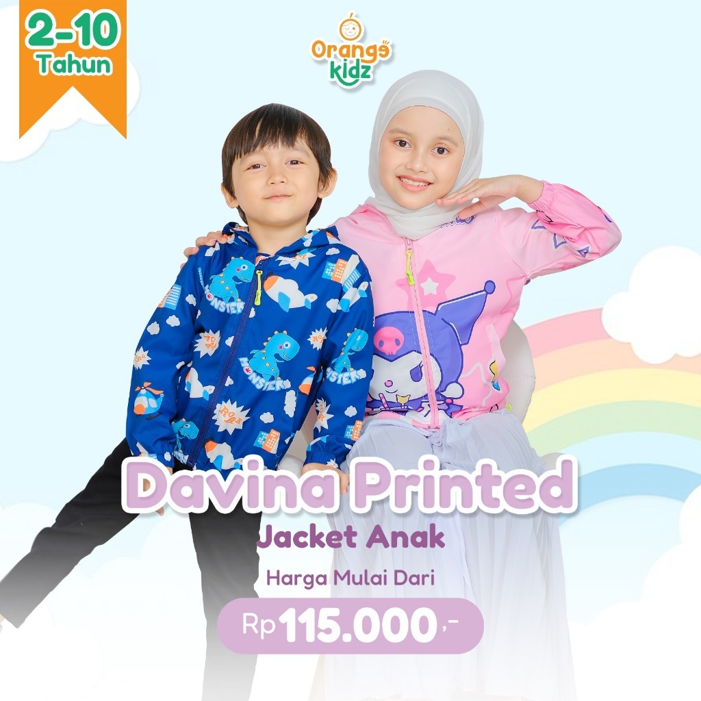 Image of Jaket Parasut Motif Anak Davina Printed Ripstop Waterproof