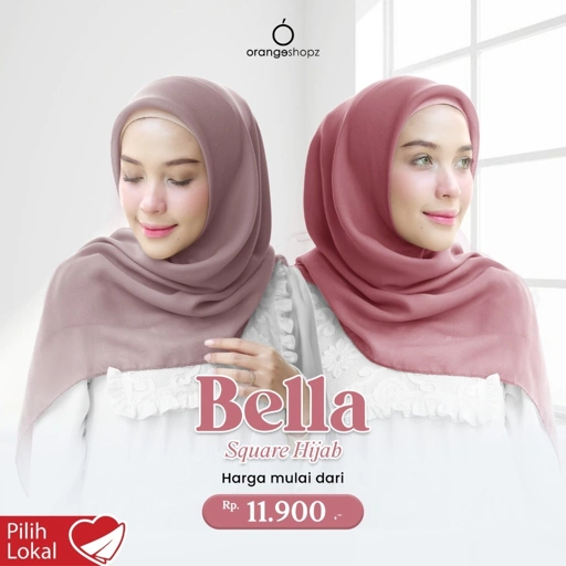 Image of Bella Poly Cotton Square Hijab (Jahit Tepi)