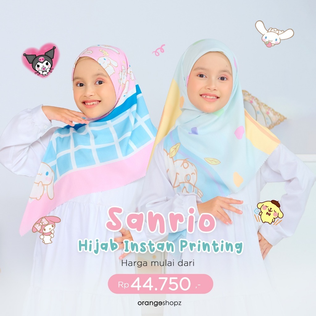Hijab Segitiga Instan Anak Printing Motif Karakter Lucu