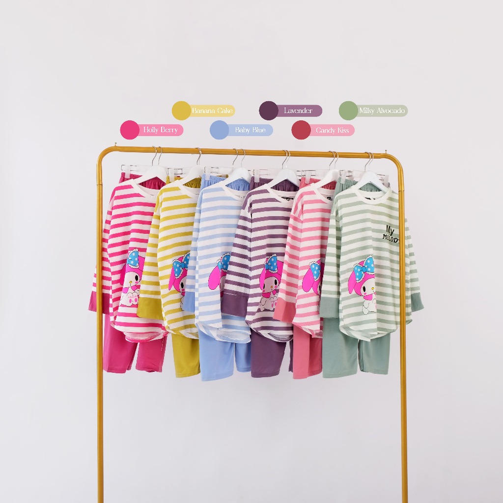 Image of Setelan Anak Perempuan Motif Strip My Melody Oneset
