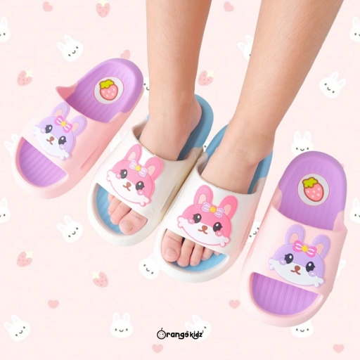 Image of Sendal Slip On Karet Anak Perempuan Karekter Snow White / Bunny