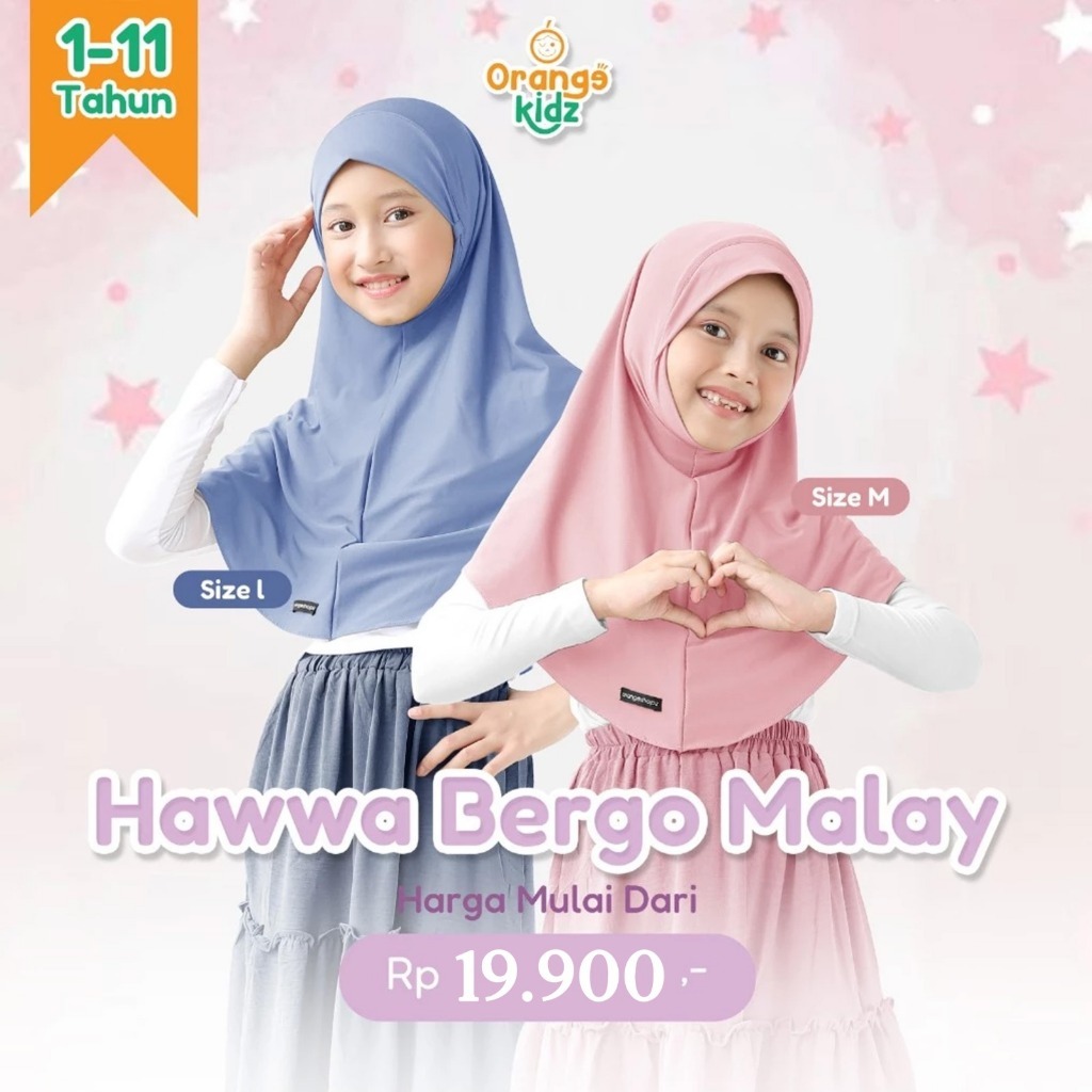 Hijab Instan Bergo Dagu Malay Hawwa Anak Jersey Premium