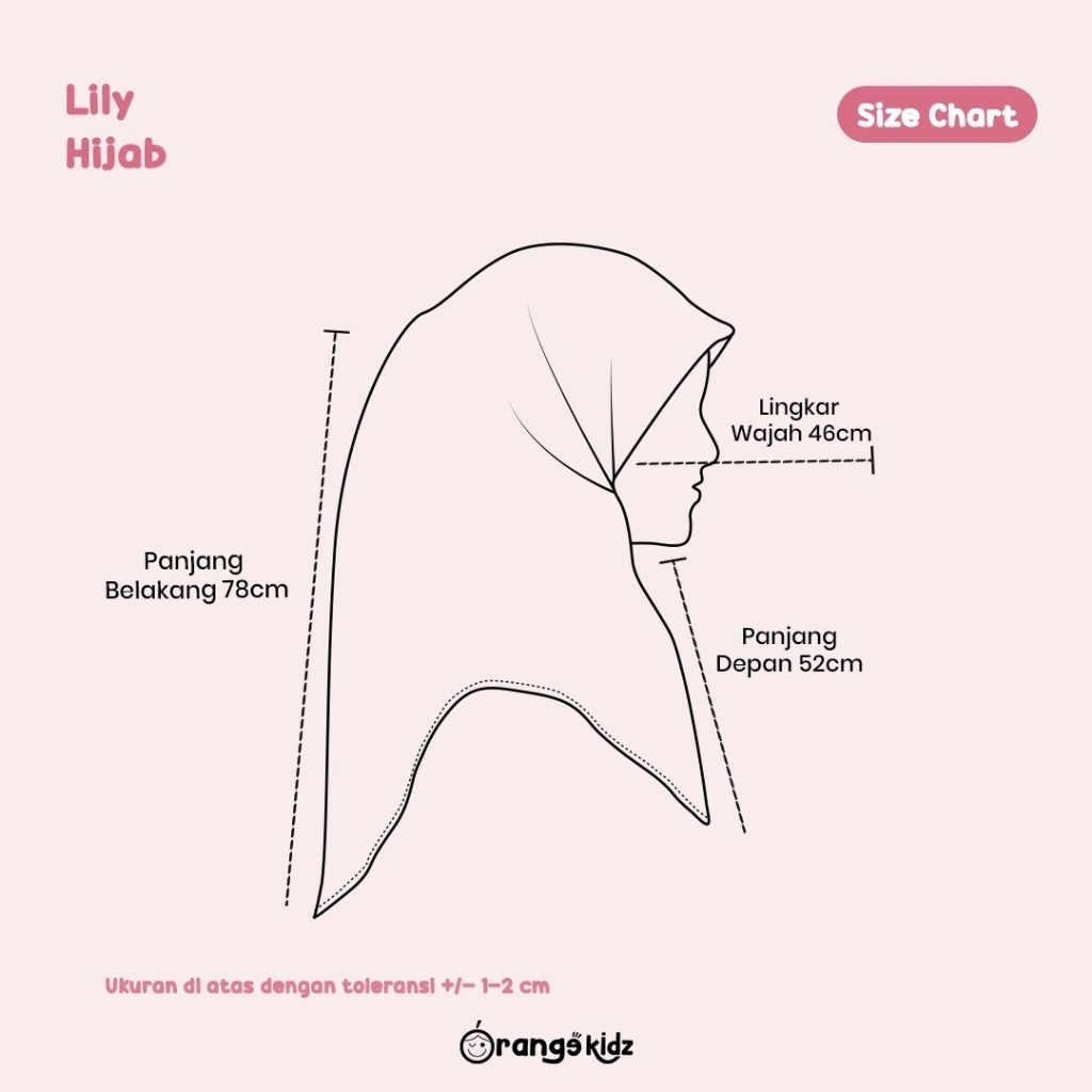 Hijab Segiempat Pita Anak Lily Square Premium