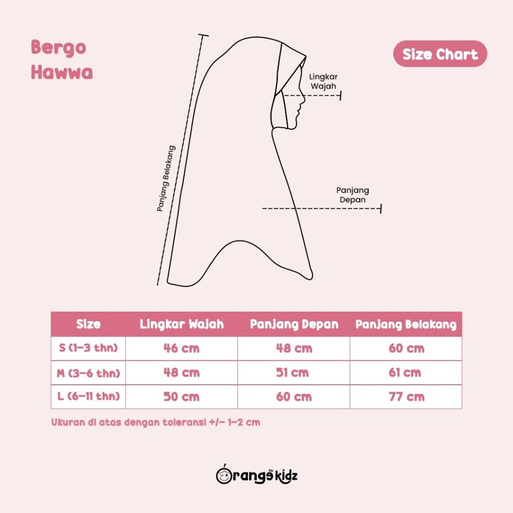 Hijab Instan Bergo Dagu Malay Hawwa Anak Jersey Premium