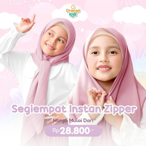 Image of Hijab Segiempat Instan Zipper Jilbab Resleting Anak
