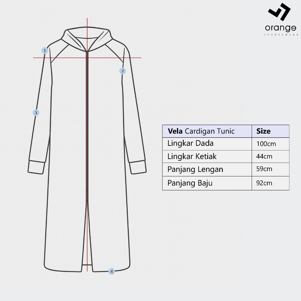 Cardigan Tunic Hoodie Olahraga Vella Sporty
