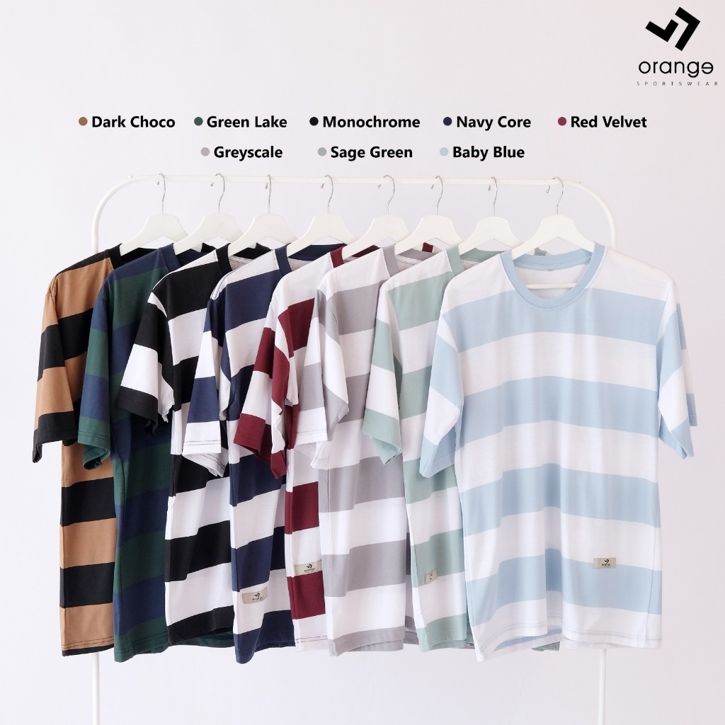Atasan Olahraga Stripe Garis Lengan Pendek Wanita Kylie Stripe Tshirt