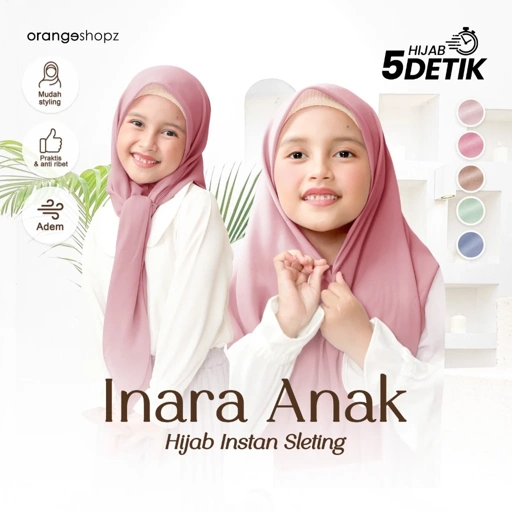 Hijab Segiempat Instan Zipper Jilbab Resleting Anak