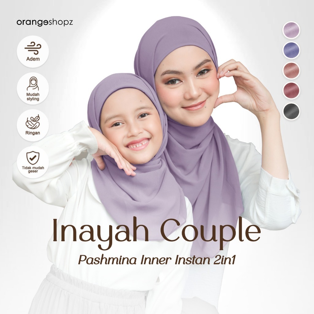 Hijab Pashmina Instan Inayah 2in1 Couple Ibu & Anak