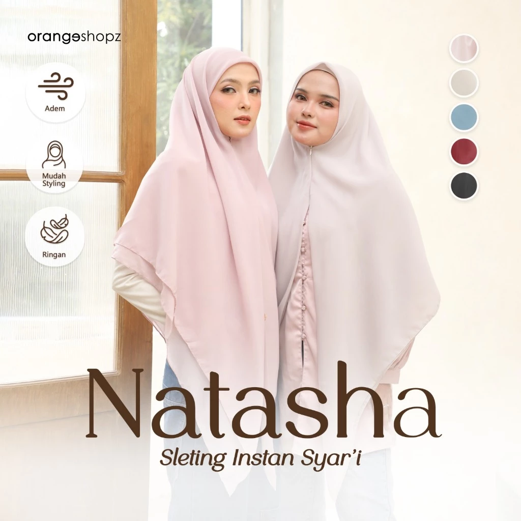 Hijab Segiempat Instan Natasha Sleting Jumbo Syari 