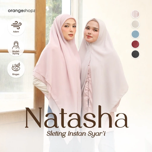 Hijab Segiempat Instan Natasha Sleting Jumbo Syari 