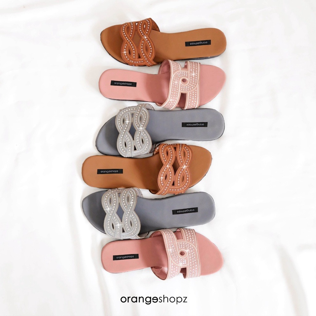Sepatu Sendal Flatshoes Slip On Wanita Kekinian Sandals Basic 