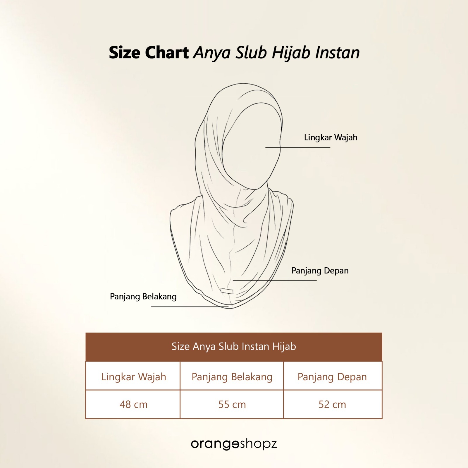 Orangeshopz - Anya Slub Instan Hijab | Bergo Instan Malay Rayon Soft Pad