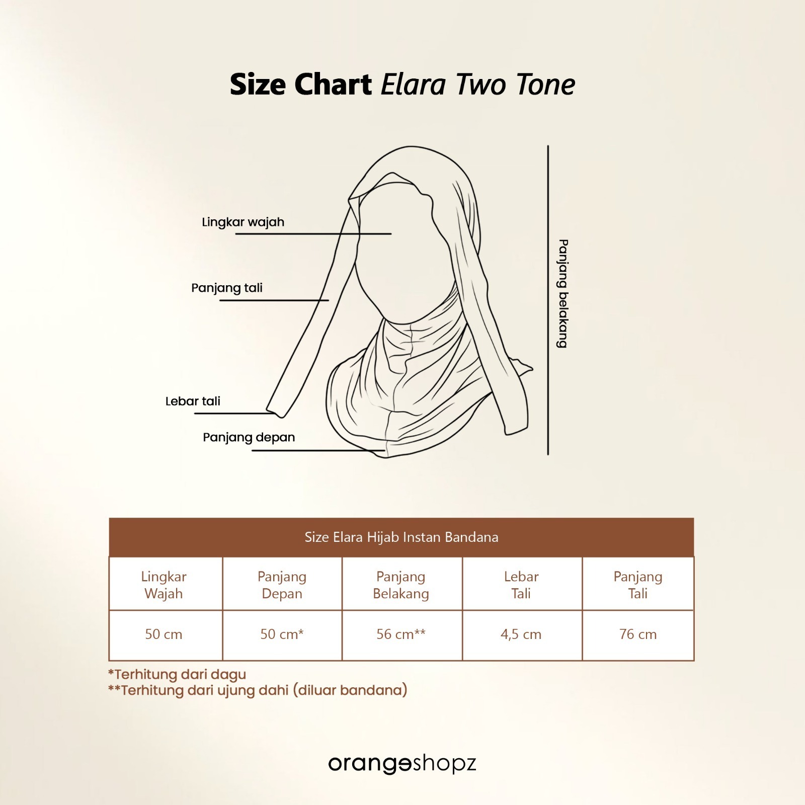 Orangeshopz - Elara Two Tone Hijab Instan Tali Bandana Bergo Slip On Tie Rayon Tencel Premium