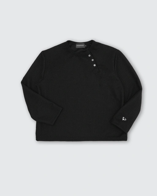 Image of Ascot Side-Button Tweed Shirt Black