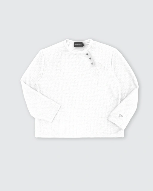 Image of Ascot Side-Button Tweed Shirt WHITE