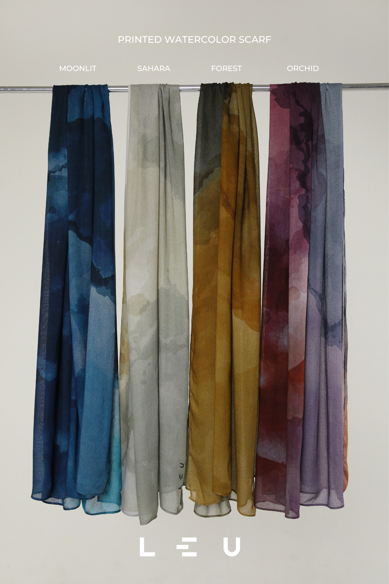 Watercolor Scarf Moonlit | Pashmina Printed Modals