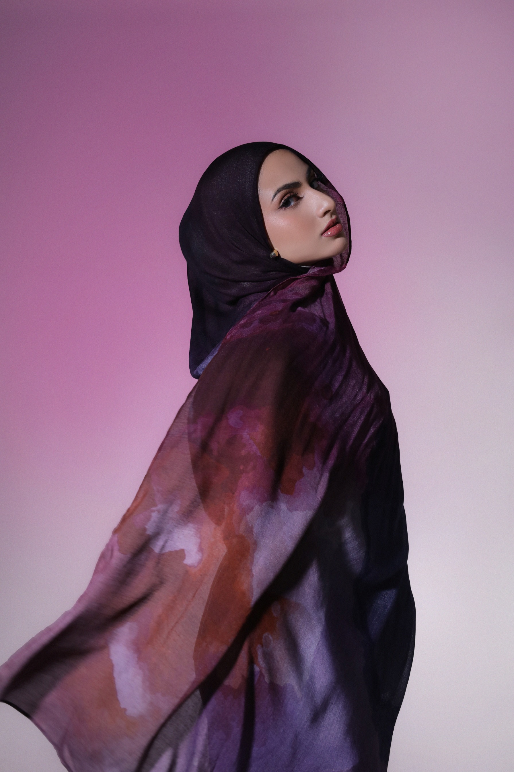 Watercolor Scarf Orchid | Pashmina Printed Modals