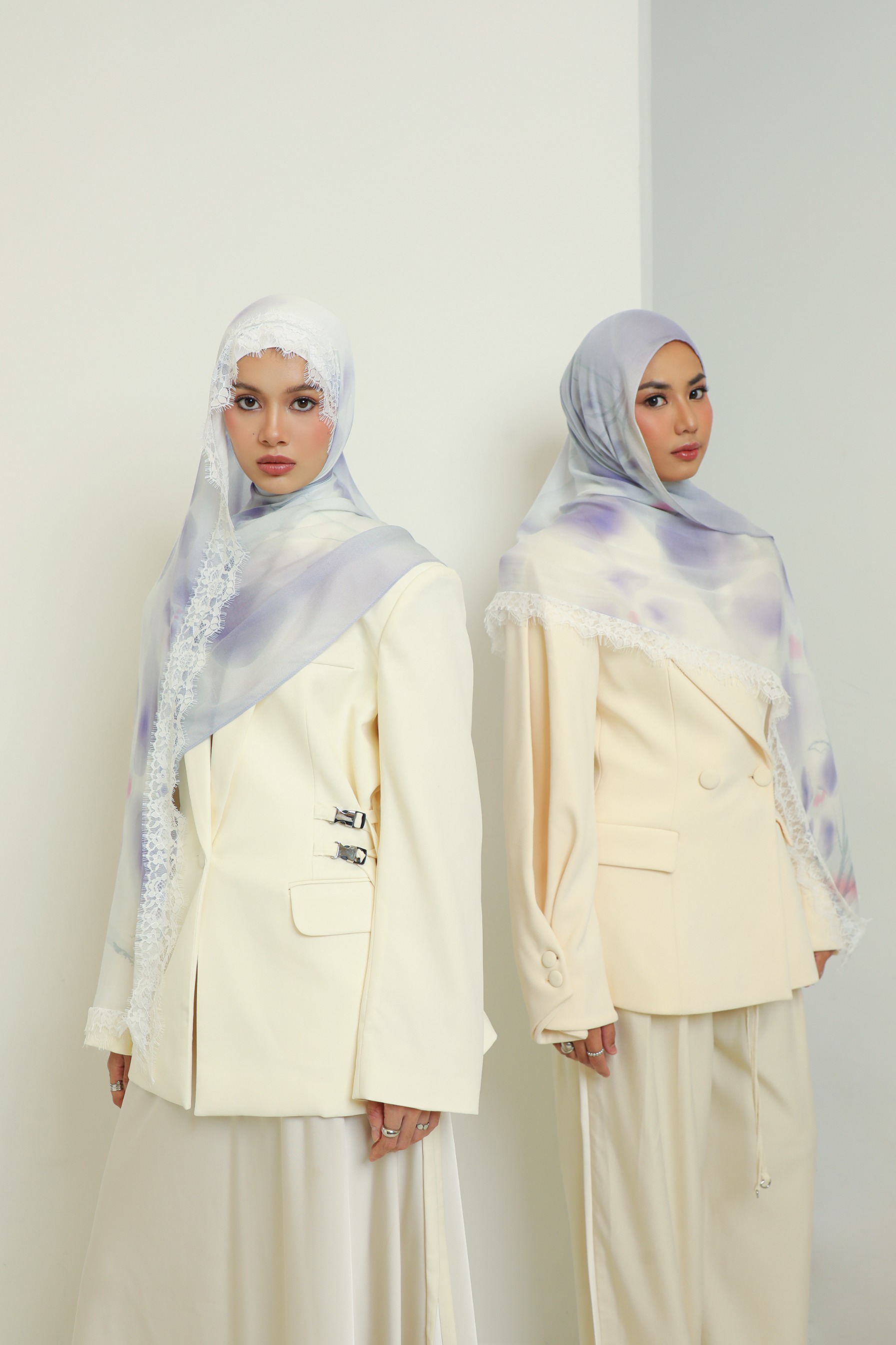 Floral Lace Scarf Lilac Blossom | Pashmina Printed Modals