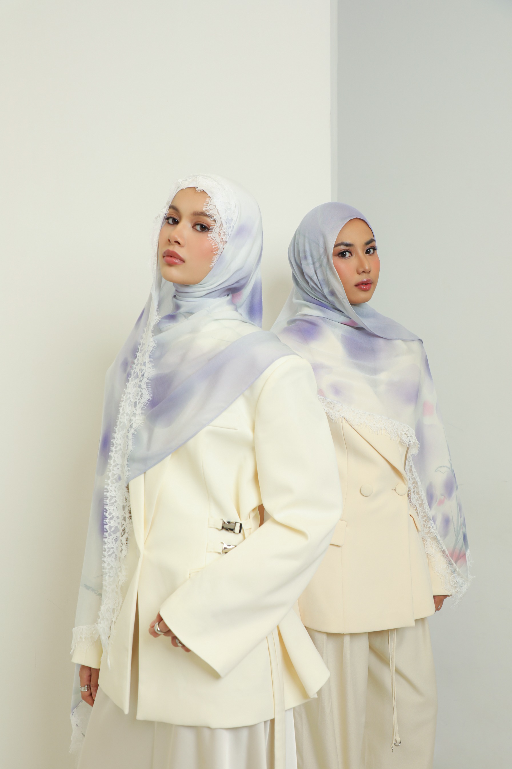 Floral Lace Scarf Lilac Blossom | Pashmina Printed Modals