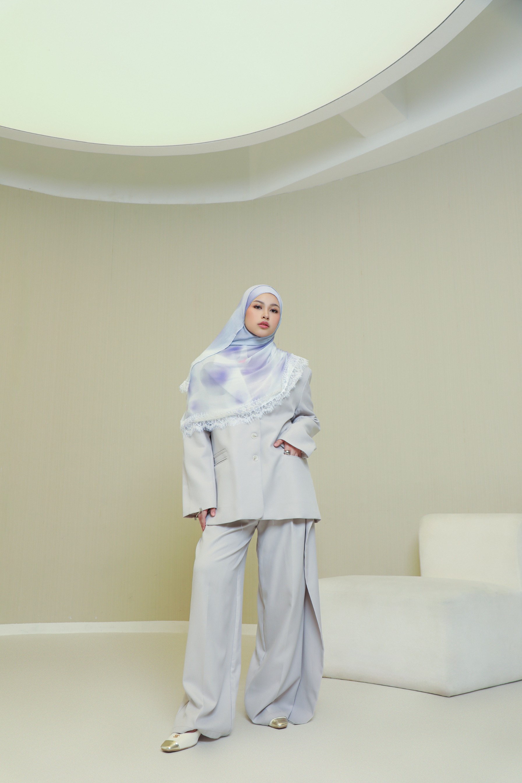 Floral Lace Scarf Lilac Blossom | Pashmina Printed Modals