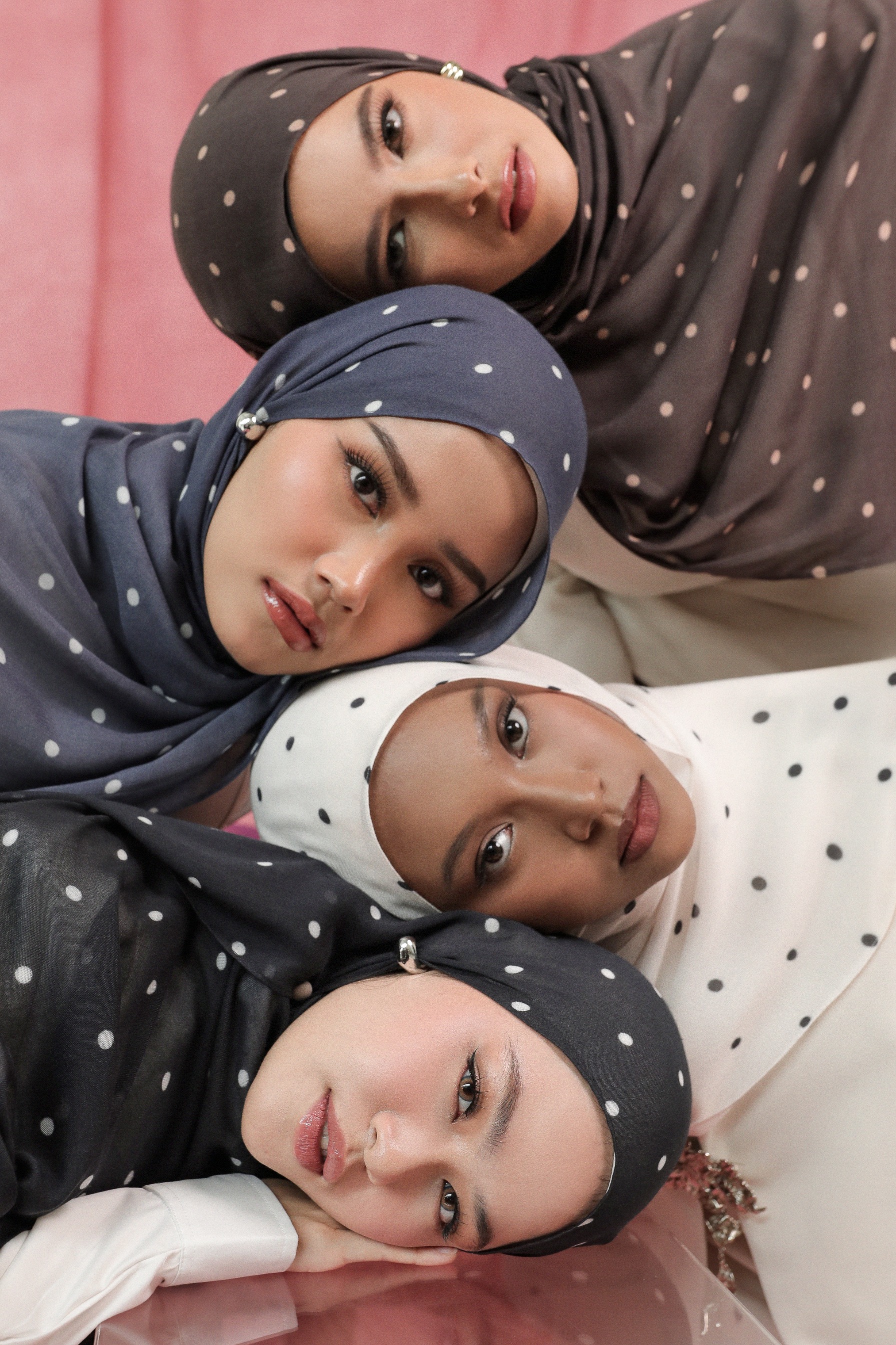 Polkadot Scarf Navy Confetti | Pashmina Printed Modals