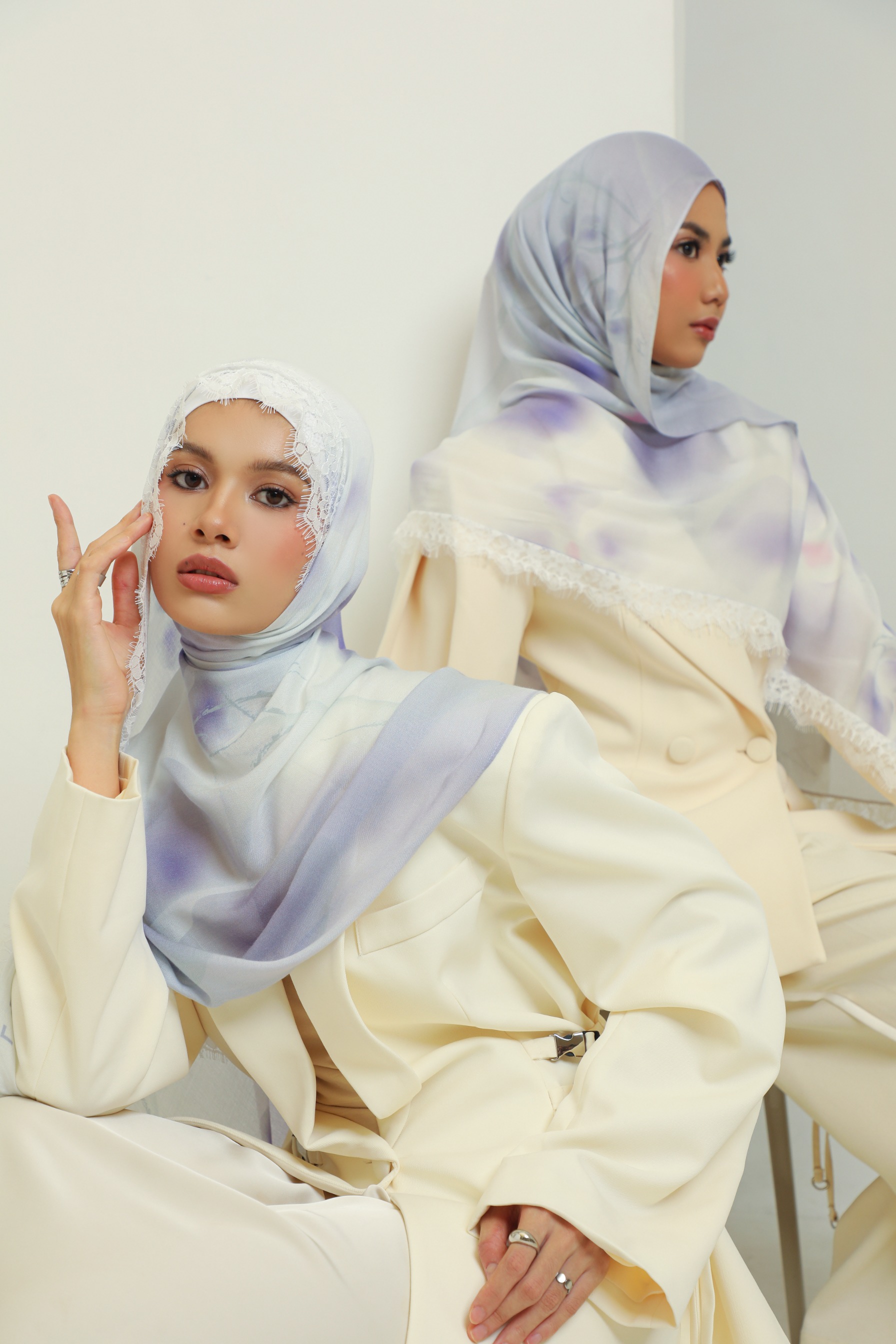 Floral Lace Scarf Lilac Blossom | Pashmina Printed Modals