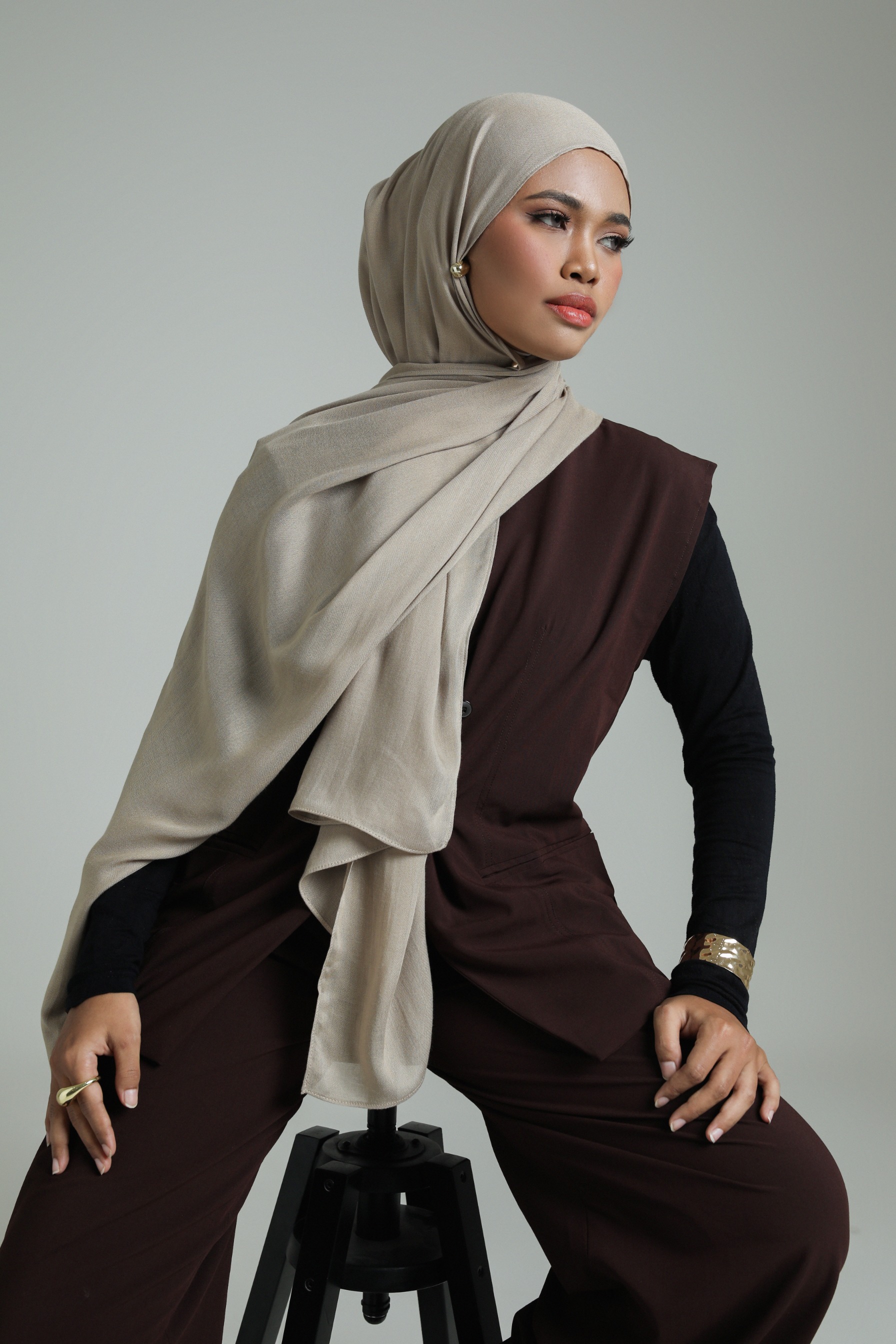Sana Pale Taupe | Pashmina Delicate Rayon