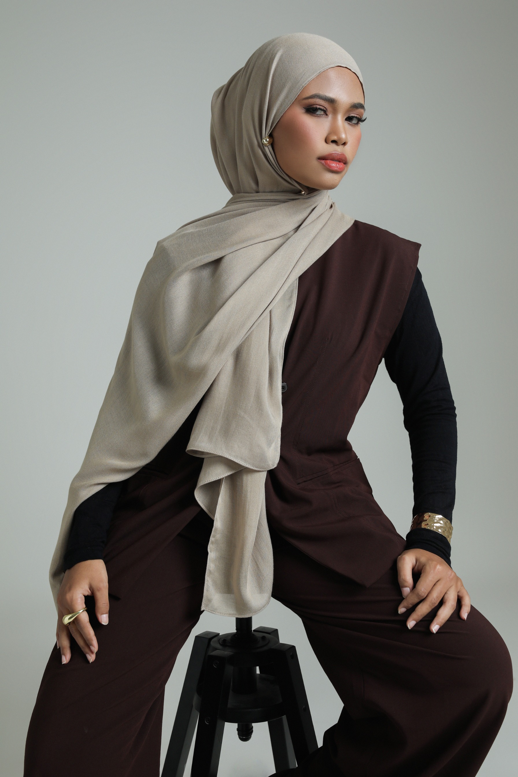 Sana Pale Taupe | Pashmina Delicate Rayon