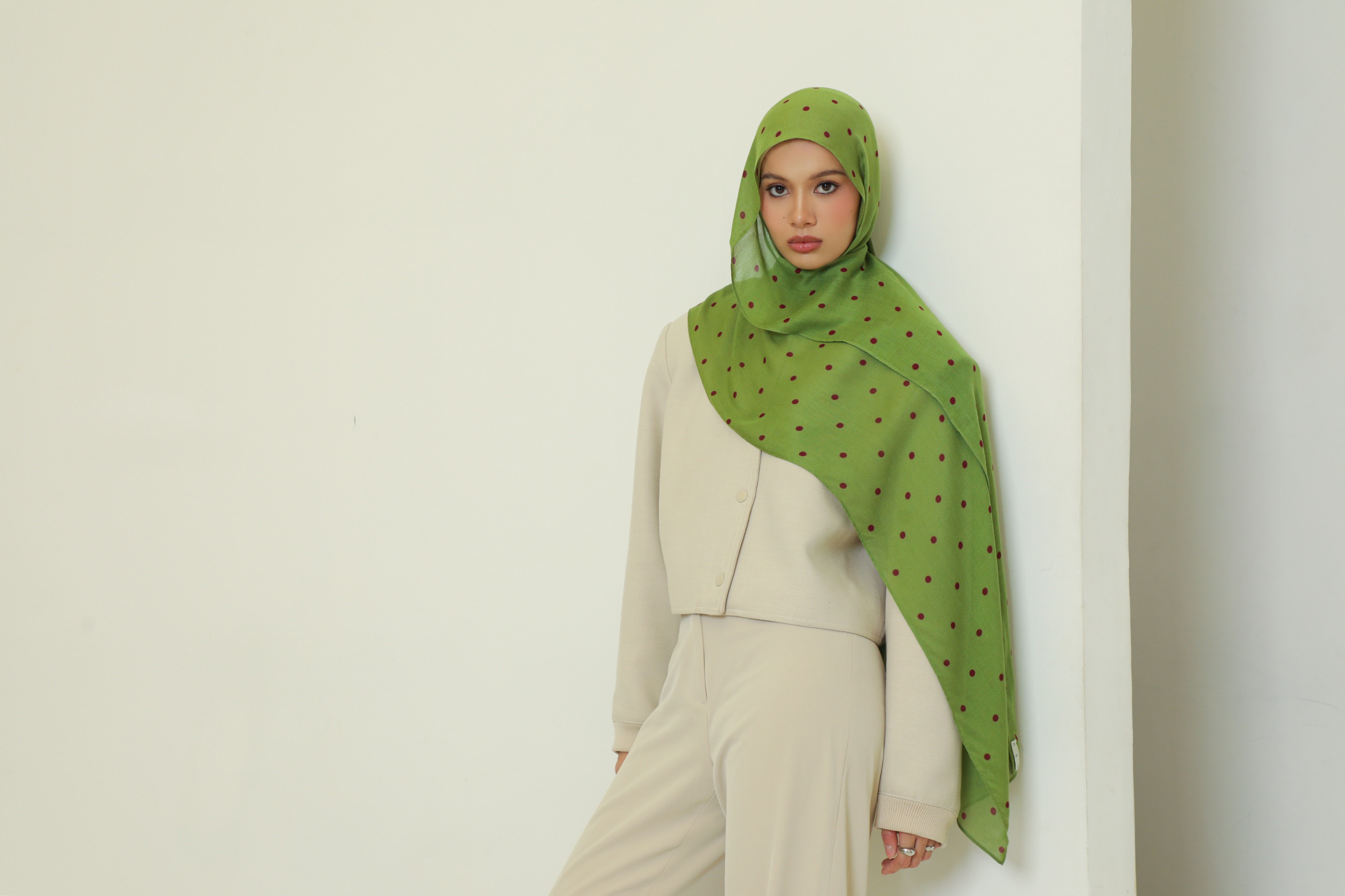 Polkadot Scarf Pistachio Berry | Pashmina Printed Modals