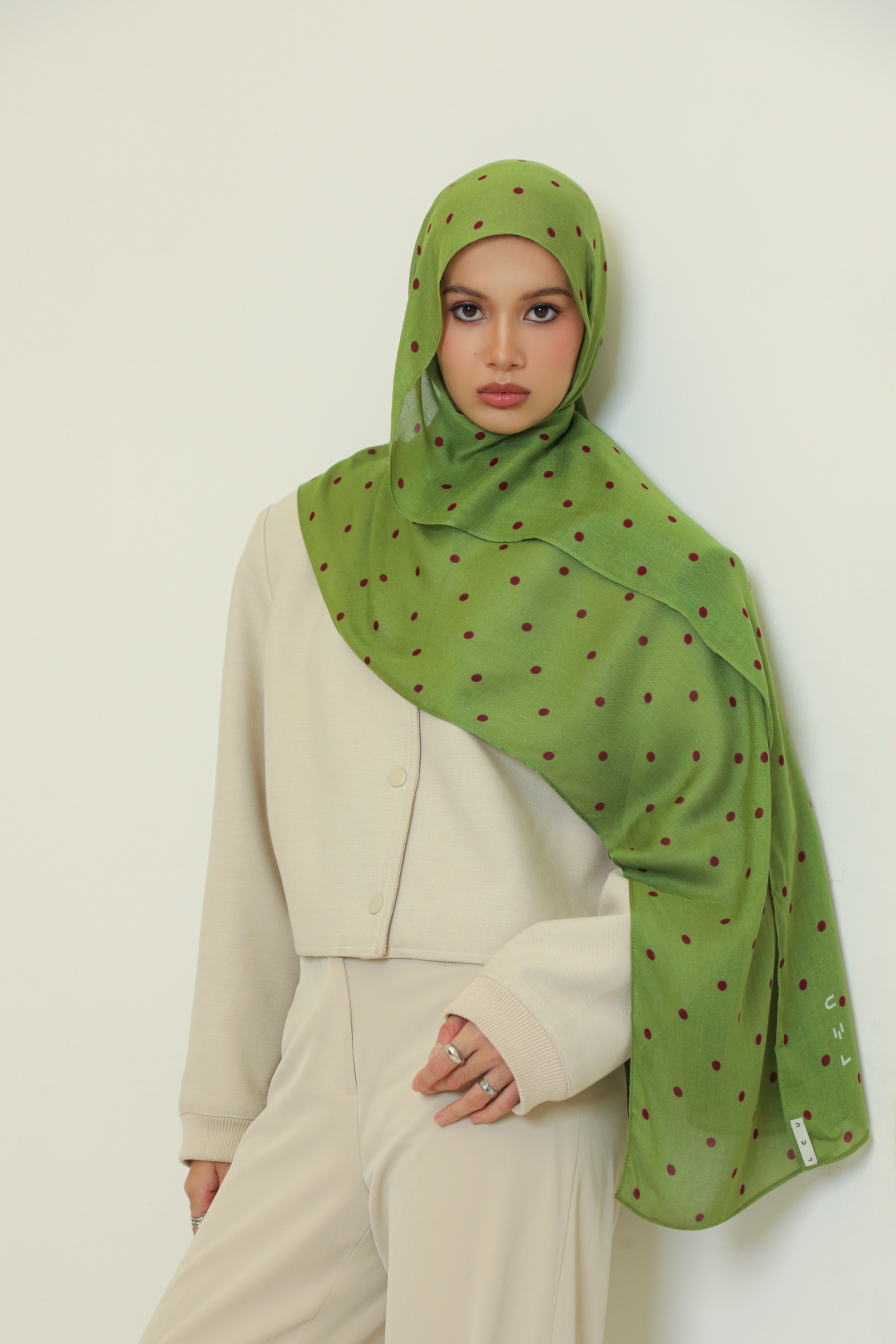 Polkadot Scarf Pistachio Berry | Pashmina Printed Modals