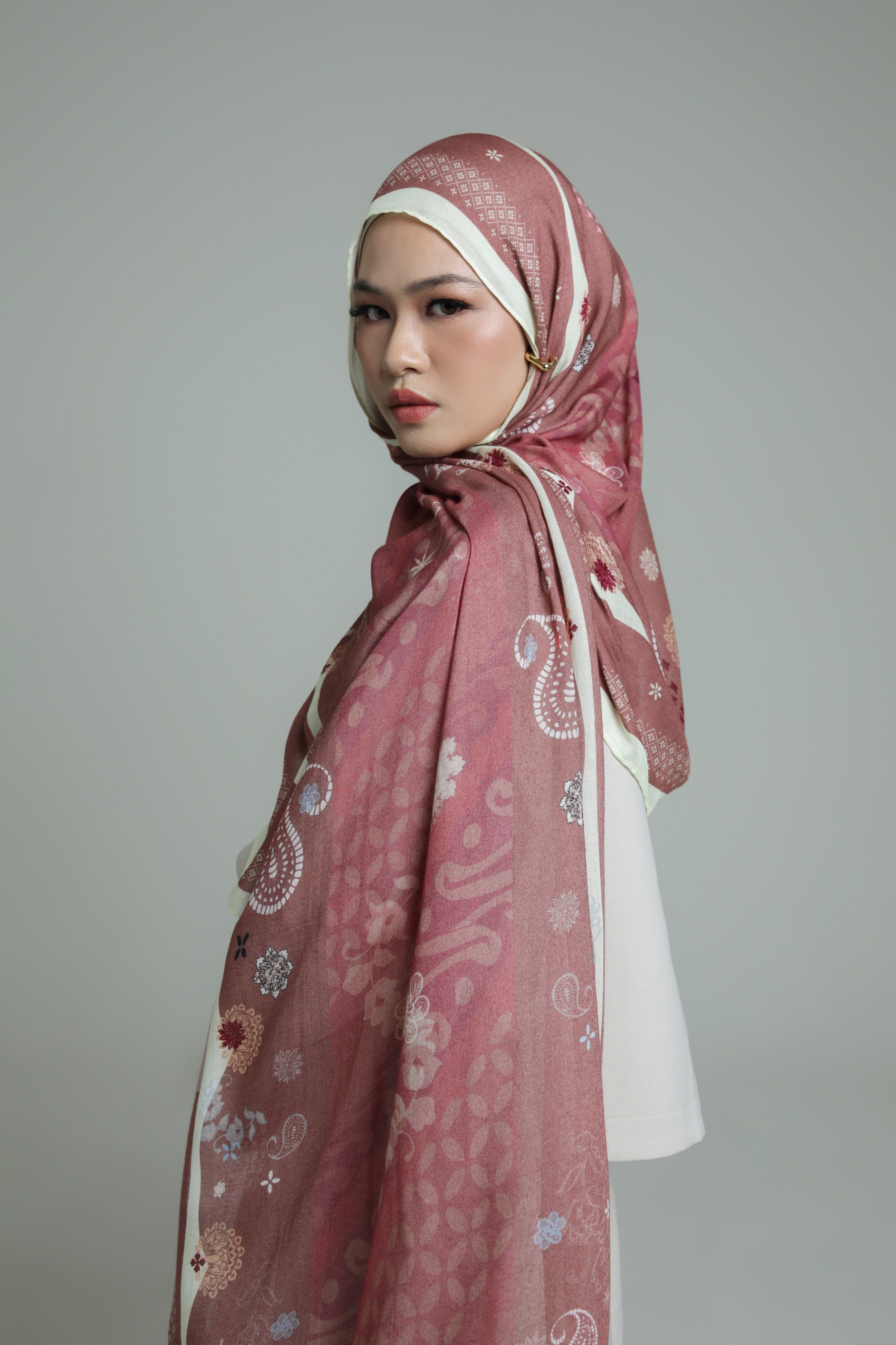 Batik Scarf Seroja Blush | Pashmina Printed Modals
