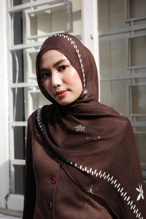 Image of Signature Bloom Scarf Clove Brown | Pashmina Printed Modals