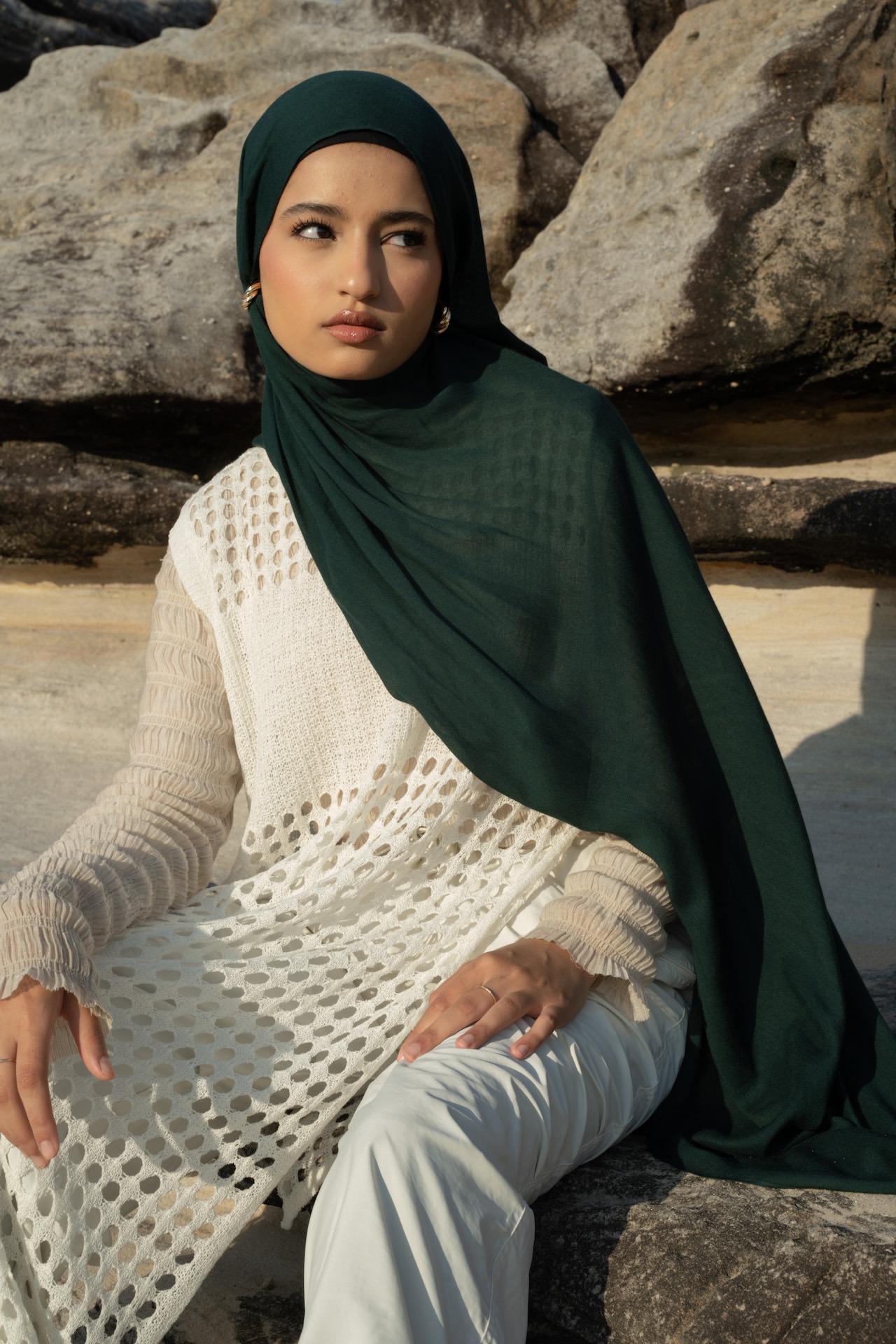 Sana Emerald Green | Pashmina Delicate Rayon