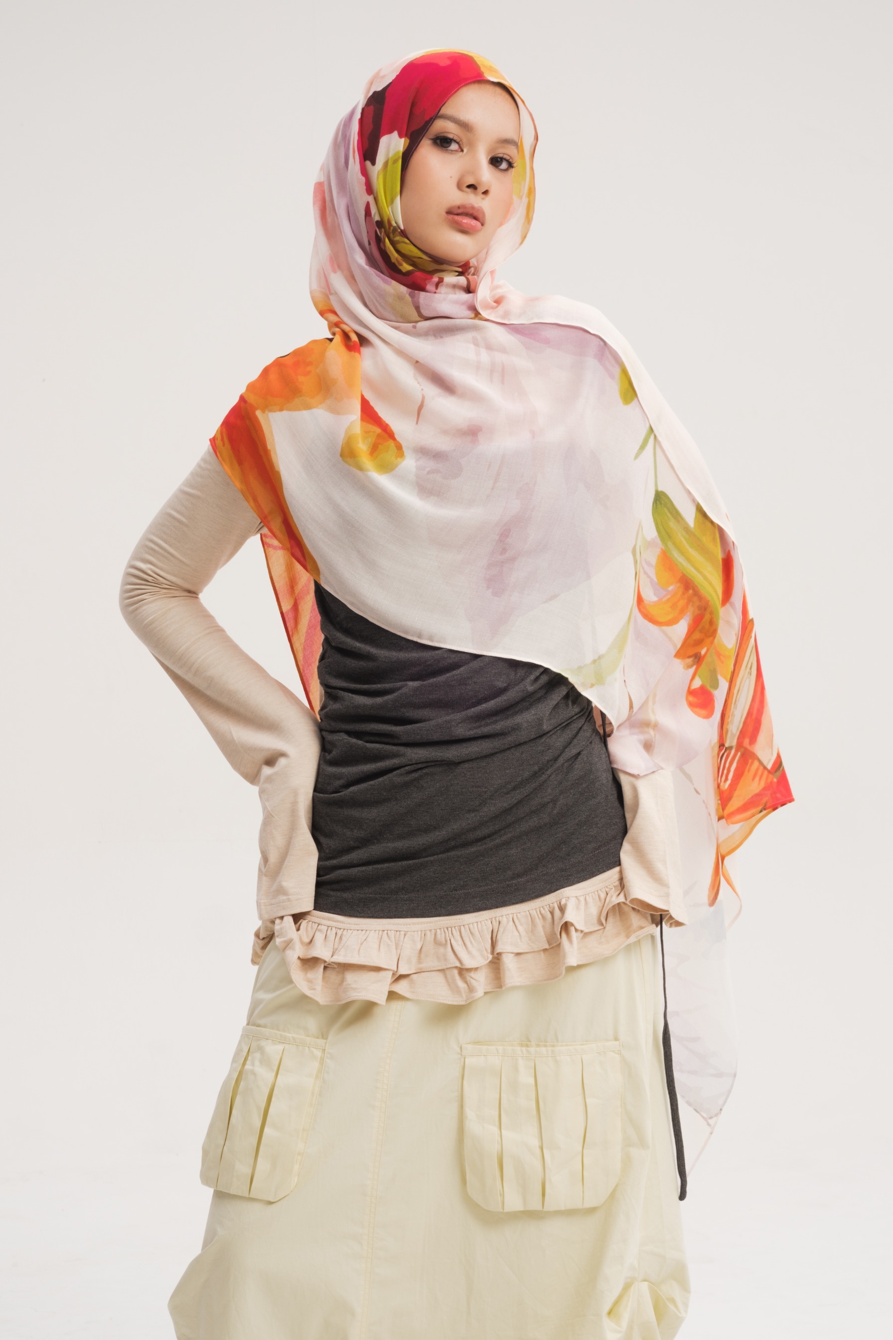 Floral Scarf Tropical Lily | Pashmina Printed Modals
